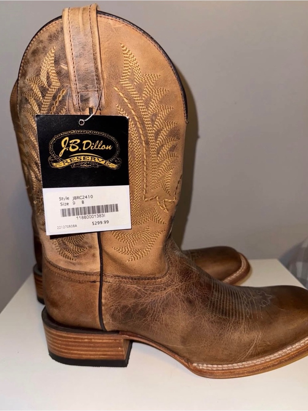J.B. Dillon Brown & Tan Western Embroidered Cowboy Boots